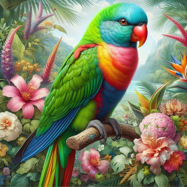 essência colorida de um paraíso tropical alexander papagaio AI gerado