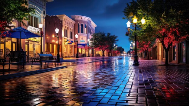 essência da cidade após o anoitecer onde a praça da cidade se transforma num oásis urbano luminoso