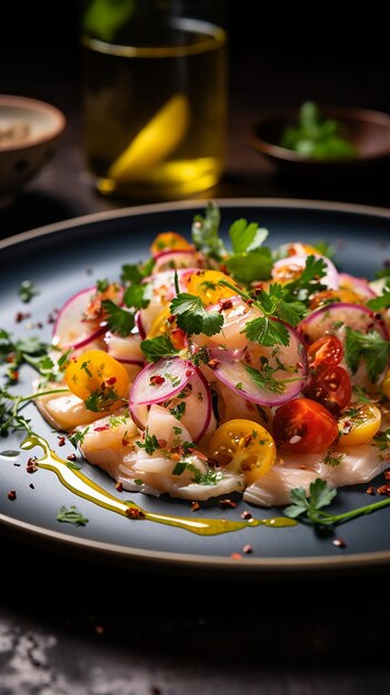 Foto essência de ceviche capturada por fotógrafo de alimentos