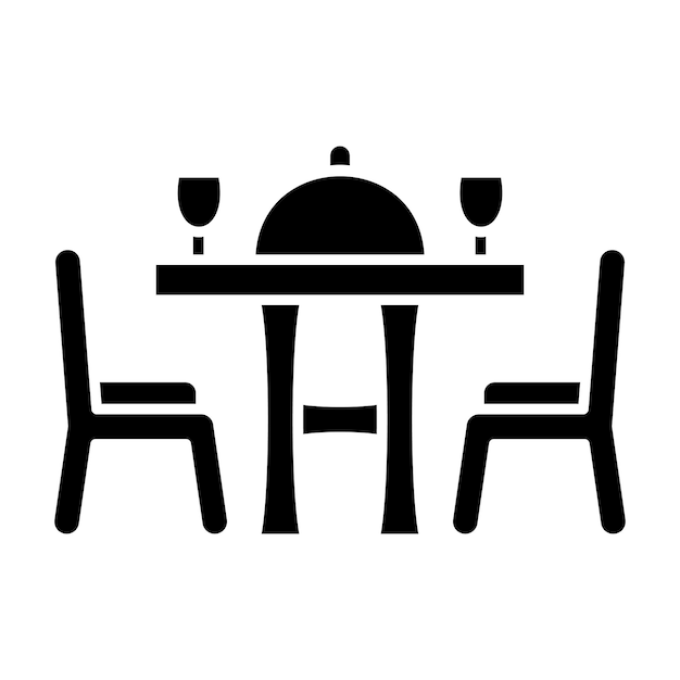 Esstisch-Glyphe, solide schwarze Illustration