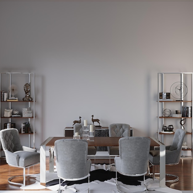 Esszimmer-Wandmodell, luxuriöser Tisch mit Stühlen