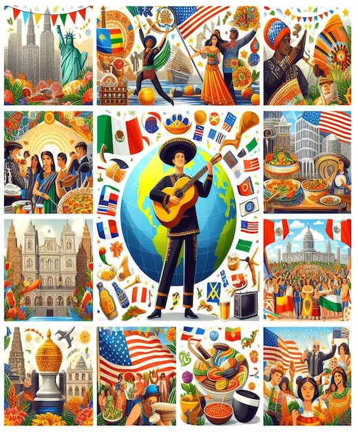 Foto esta bela ilustração 3d é gerada para o dia pan-americano