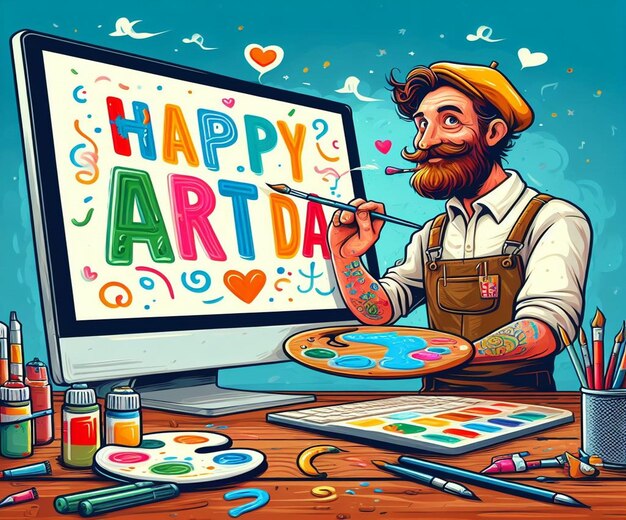 Esta bela ilustração 3D foi gerada para o Word Art Day