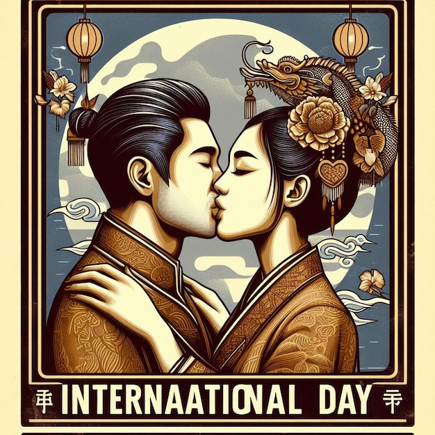 Esta bela ilustração é gerada para o Dia Internacional do Beijo e o Dia dos Namorados