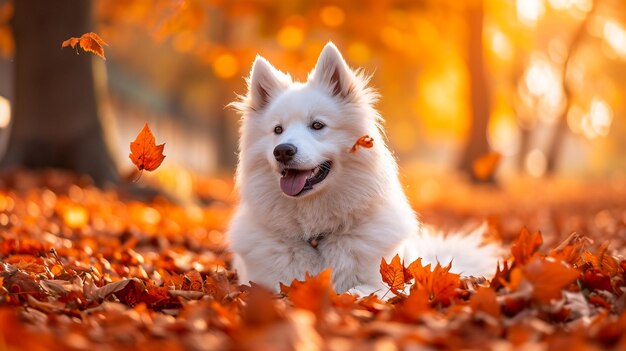 Esta é uma bela foto de cão de cor branca.