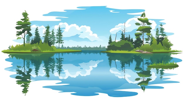 Esta é uma bela imagem de paisagem de um lago e floresta a água é calma e calma e as árvores são exuberantes e verdes