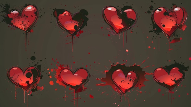 Foto esta é uma folha de sprite animada mostrando um coração de desenho animado vermelho desaparecendo de repente no ar acompanhado por um efeito de quadrinhos ui storyboard efeito de movimento e efeitos de vídeo de difusão