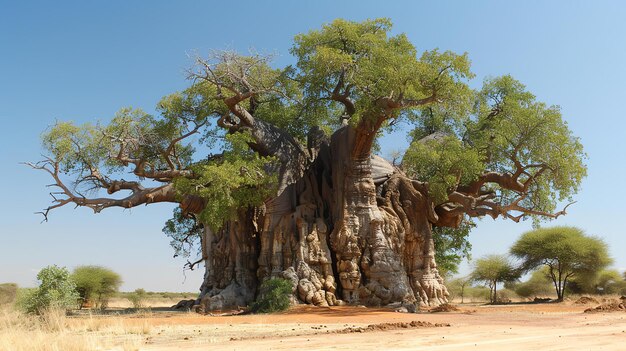 Foto esta é uma foto de uma grande e majestosa árvore de baobab. a árvore é nativa da áfrica e é conhecida por sua forma distintiva e longa vida útil.