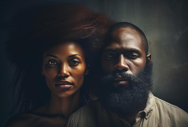 Esta é uma foto de uma mulher afro-barba e um homem