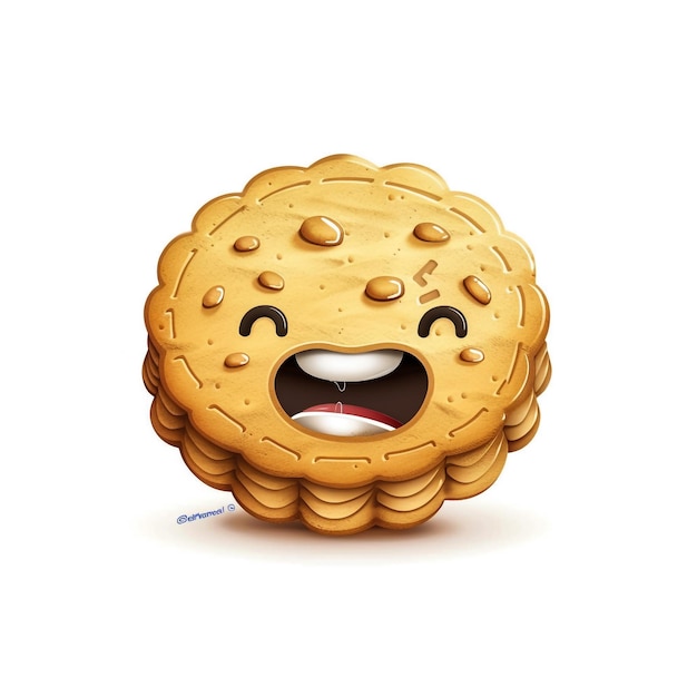 Esta é uma ilustração de pastelaria de um bonito personagem de desenho animado de biscoitos sorridente