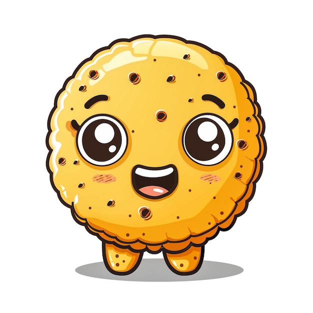 Esta é uma ilustração de pastelaria de um bonito personagem de desenho animado de biscoitos sorridente