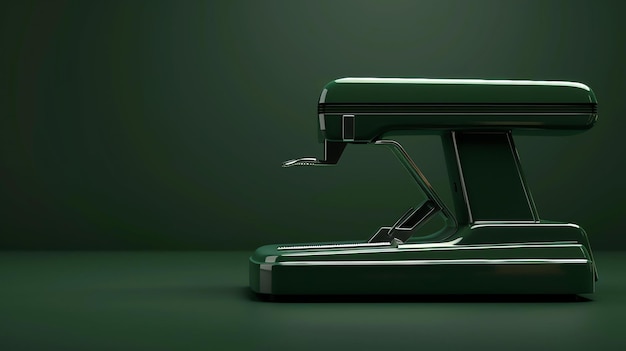 Esta é uma renderização 3D de uma máquina de escrever verde vintage. É um design elegante e elegante com um acabamento metálico.