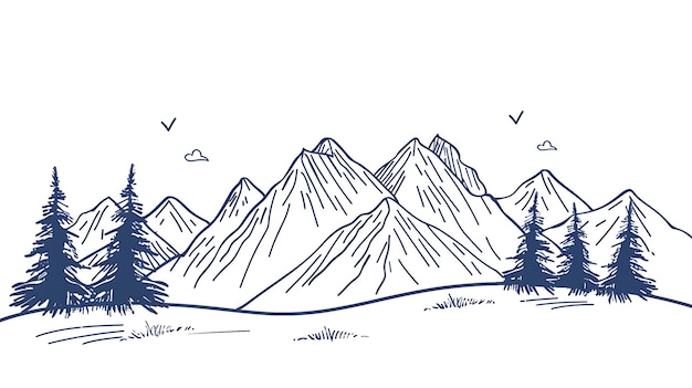 Esta é uma simples ilustração vetorial de uma cordilheira. As montanhas estão no fundo e estão cobertas de neve.