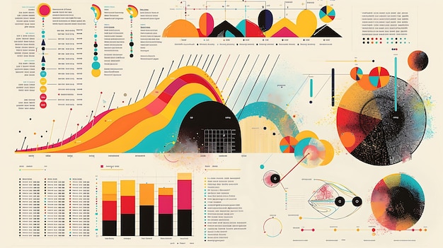 Foto esta é uma visualização de dados colorida e abstrata que parece uma pintura de arte moderna