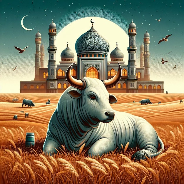 Esta ilustração é crestada para o evento islâmico Eid Ul Adha