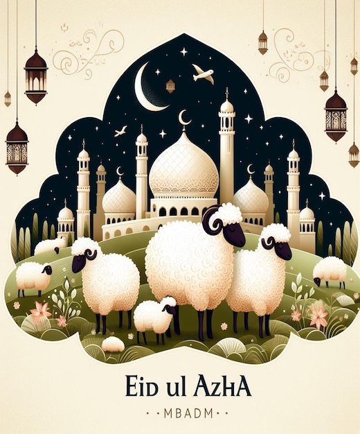 Esta ilustração é crestada para o evento islâmico Eid Ul Adha