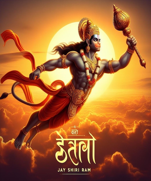 Esta ilustração é gerada para o evento mitológico hindu Hanuman Jayanti