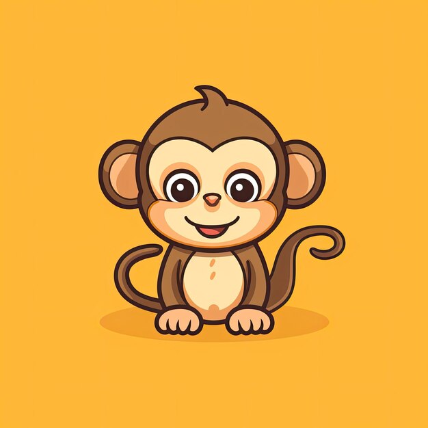 Esta ilustração vetorial mostra um adorável ícone de macaco