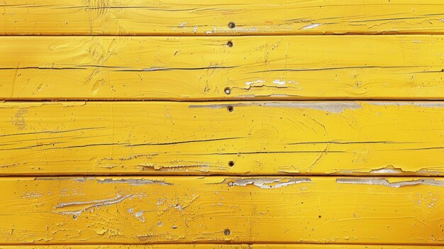 Esta imagem captura um fundo de madeira amarelo brilhante sem costuras com texturas sutis e um toque de vegetação na borda. Oferece uma estética alegre e limpa perfeita para fundos de design