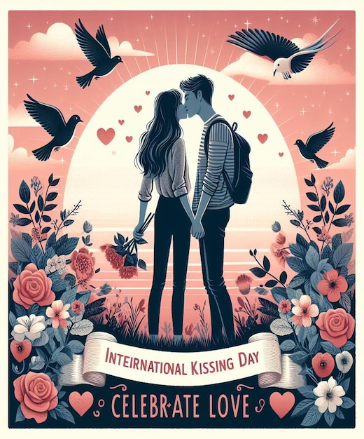 Esta linda imagem 3D é gerada para o Dia Internacional do Beijo e o Dia dos Namorados.