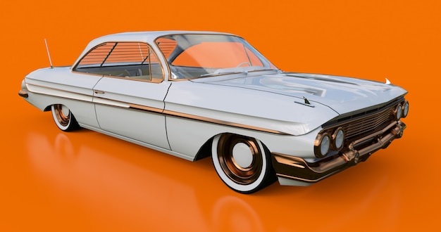 Establecer coche americano viejo en excelentes condiciones. Representación 3D.