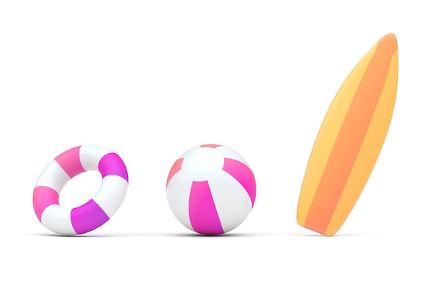 Establecer elementos de verano Ilustración 3D