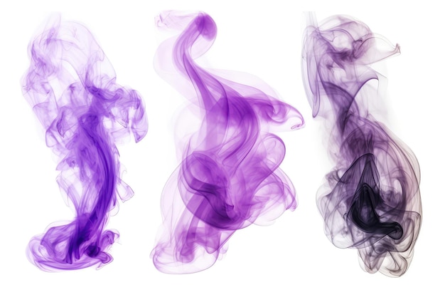 Establecer humo violeta sobre fondo blanco IA generativa