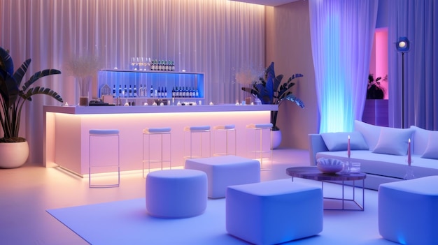 Establecimiento de fiesta limpio y moderno con decoración minimalista