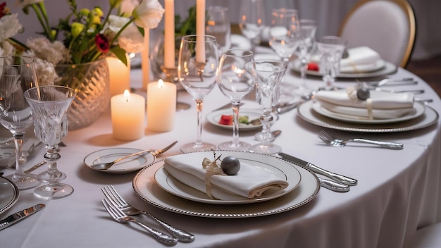 Foto establecimiento de la mesa para la cena