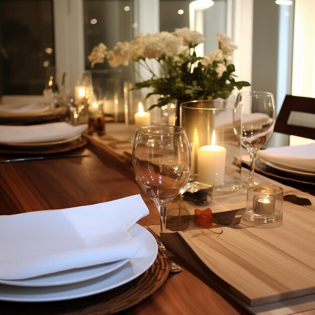 Establecimiento de la mesa de comedor estilo hotel