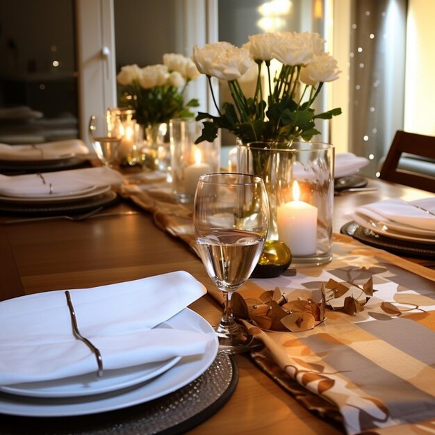 Establecimiento de la mesa de comedor estilo hotel