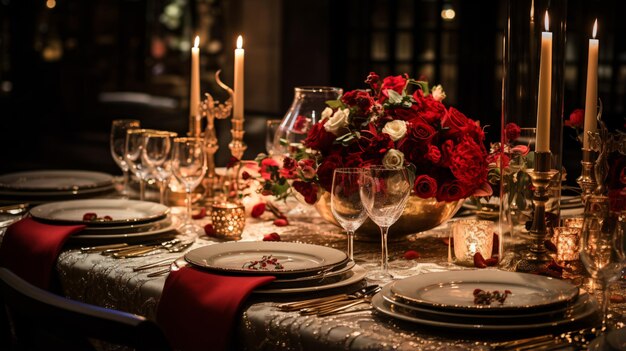 Establecimiento de la mesa para la recepción de la boda