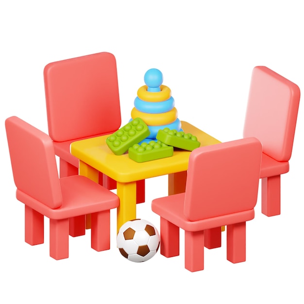 Establecimiento de tiempo de juego en clase de jardín de infantes en 3D para niños