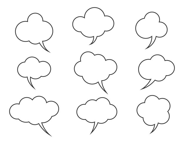 Foto establezca burbujas de conversación vector de habla elementos de diseño de icona de burbuja vacía
