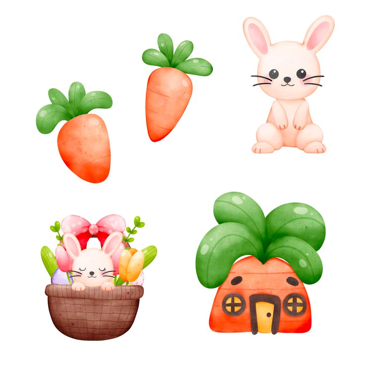 Foto establezca una casa de zanahorias de pascua acuarela perfecta para tarjetas de felicitación y uso infantil