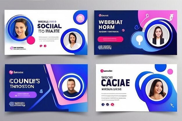 Establezca una plantilla de post de webinar en las redes sociales diseño de concepto de promoción de marketing en línea banner