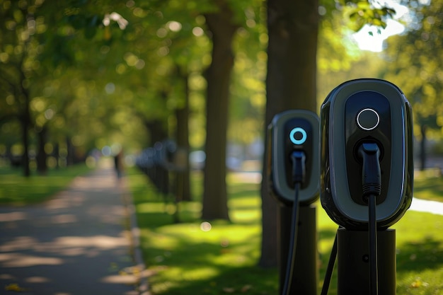 Estação de carregadores rápidos de veículos elétricos EV em Park City IA generativa