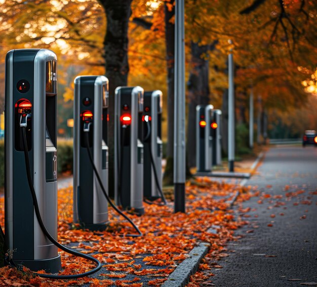 Estação de carregadores rápidos de veículos elétricos EV em Park City IA generativa