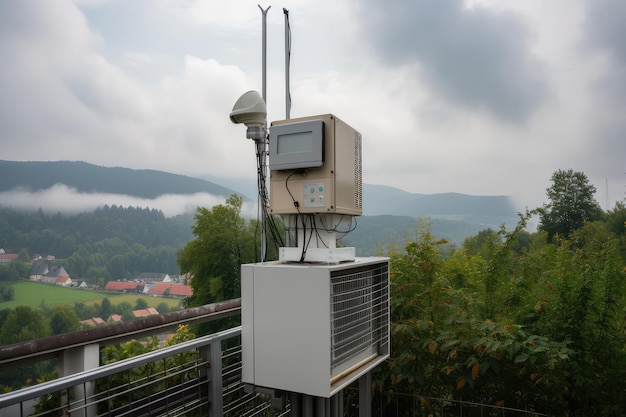 Estação de monitoramento da qualidade do ar com detector de poluição e coleta de dados