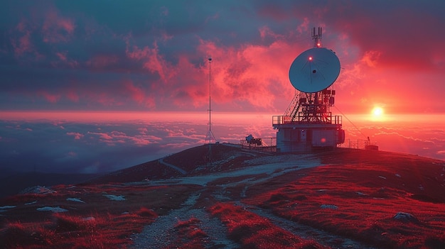 Foto estação de radar meteorológico com antenas de varredura de papel de parede