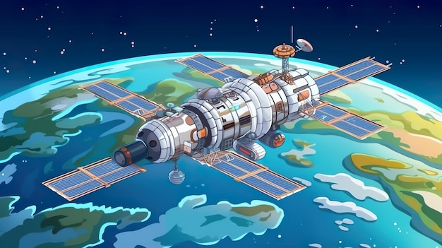 Estação espacial de fundo abstrato Maravilhas do espaço sideral com uma ilustração cativante da estação espacial em um design de banner Generative AI