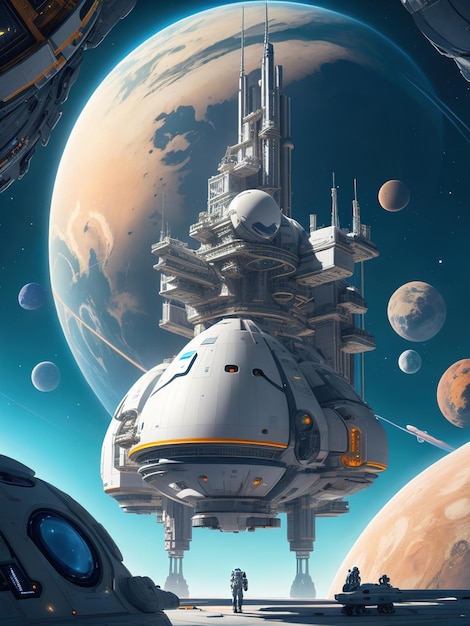 estação espacial futurista