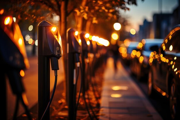 Estación de carga para automóviles eléctricos en el concepto de generación de energía verde