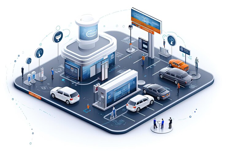 Foto estación de carga de automóviles eléctricos en ilustración 3d isométrica estación de batería de vehículos eléctricos en fondo blanco estación de recarga de automóviles eléctrico isométricos en carga