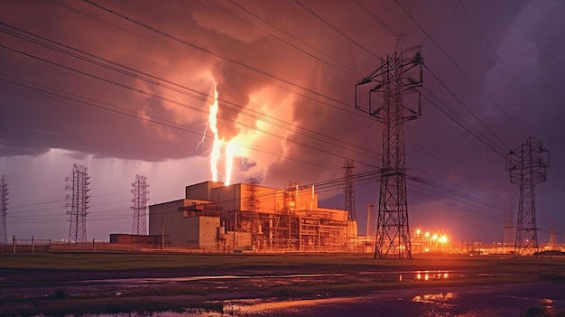 Estación de distribución de energía a prueba de rayos con IA generativa