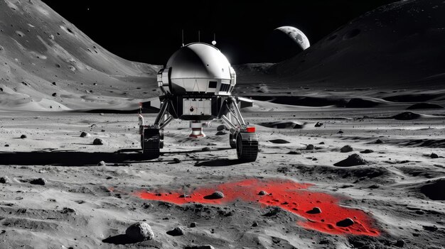 Foto una estación espacial en la superficie de la luna