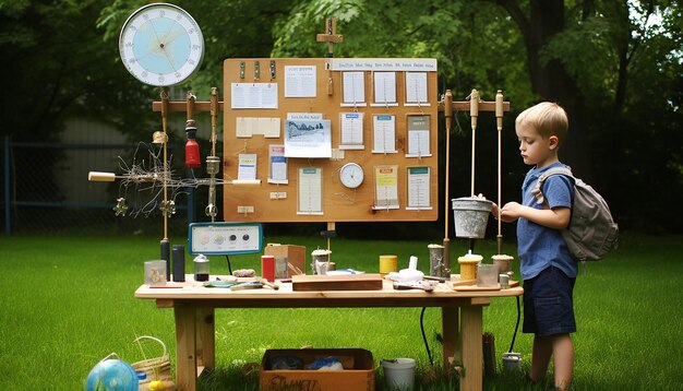 Estación meteorológica simulada donde los niños aprenden sobre meteorología y la historia del Día de la Marmota