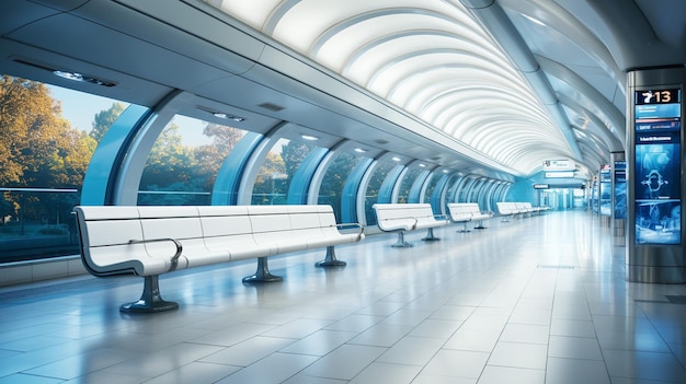 La estación de metro cubierta exhibe un diseño de arquitectura moderna