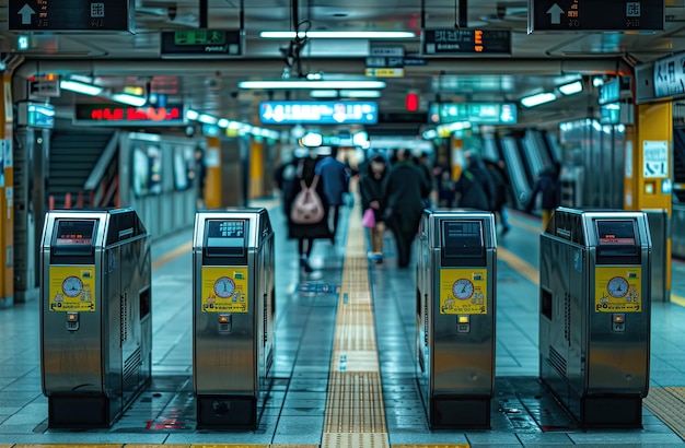 una estación de metro con una hora de 9 00