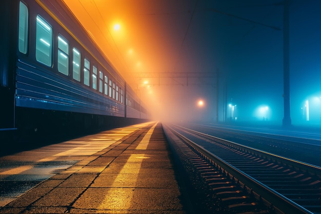 Foto estación de metro en la noche